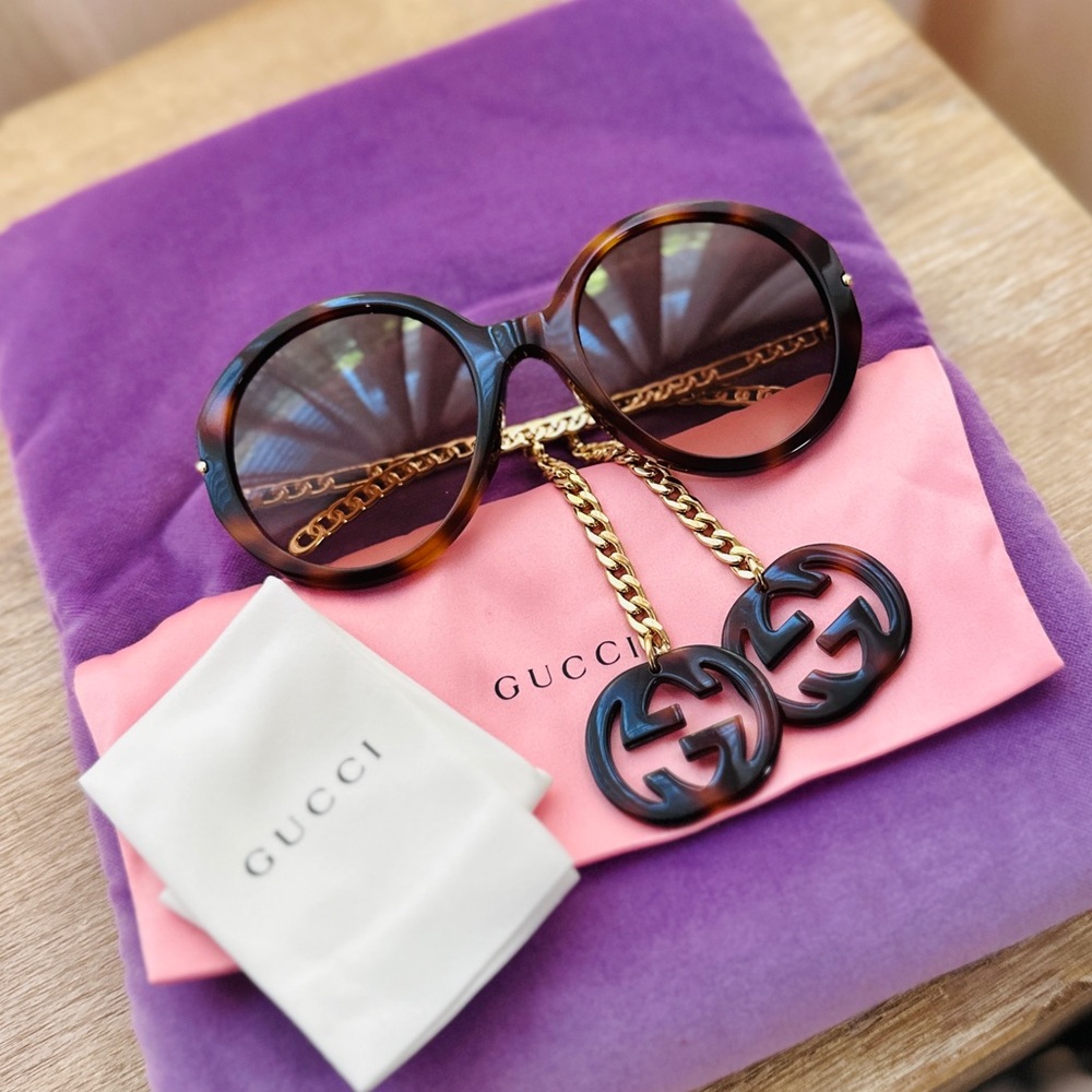 New GUCCI GG0726S 002 Havana Brown With Detachable Jewellery Charms
